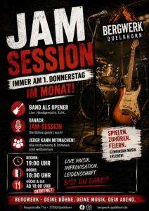 Liebe Musikfreundinnen, Holgi, Denne, Frank und Snorre laden Euch wieder zur *OPEN EARS Jam Session* ein, die Ihr wie immer vor und/oder auf der Bühne genießen könnt.